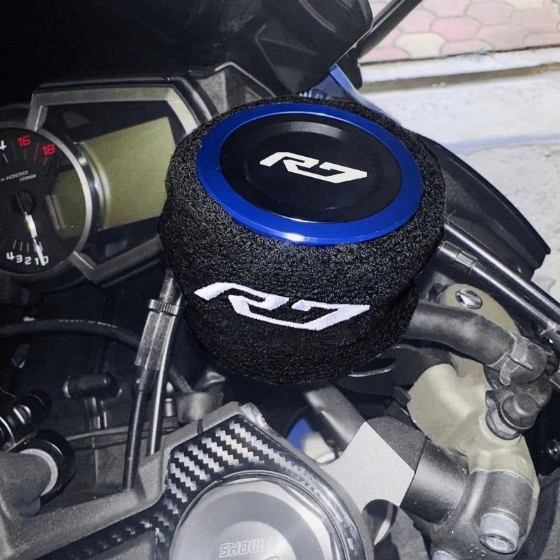 MOWOK Fit For YAMAHA R7 YZF-R7 YZFR7 2025 2024 2023 2022 2021 Motorcycle CNC aluminium alloy Front Brake Fluid Reservoir Protection cap Reservoir cover sock (Black) - Image 2